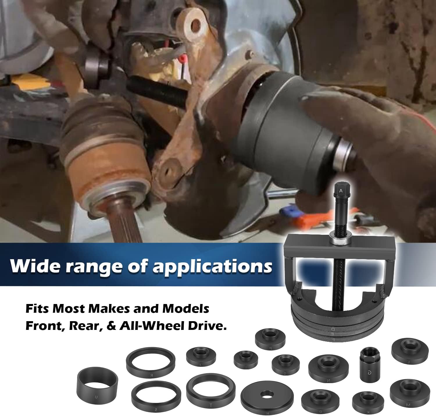 Camoo Back & Front Wheel Bearing Puller Kit with Master Wheel Hub & Bearing Remover & Installer Kit Fits Most Makes and Models - Front, Rear, & All-Wheel Drive #27213