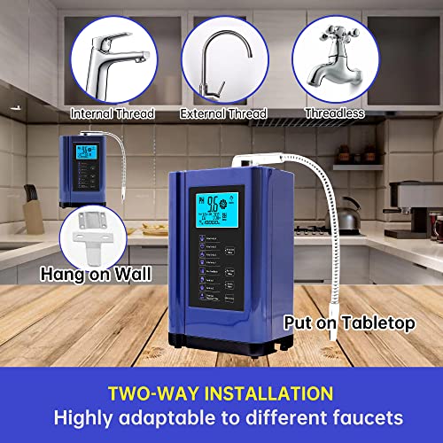 Alkaline Water Ionizer, Up to -500mV ORP, PH 3.5-10.5 Water Purifier Machine, Home Alkaline Water Filter with 7 Water Settings, 6000 Liters Per Filter,Auto-Cleaning,Intelligent Voice