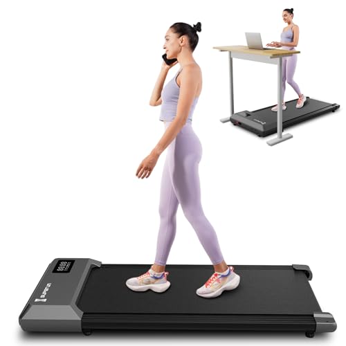 Superun Walking Pad Treadmill,Under Desk Treadmills for Home & Office,Portable 2.5 HP Treadmill with Remote Control&Smart Motion APP,300 Lbs Capacity
