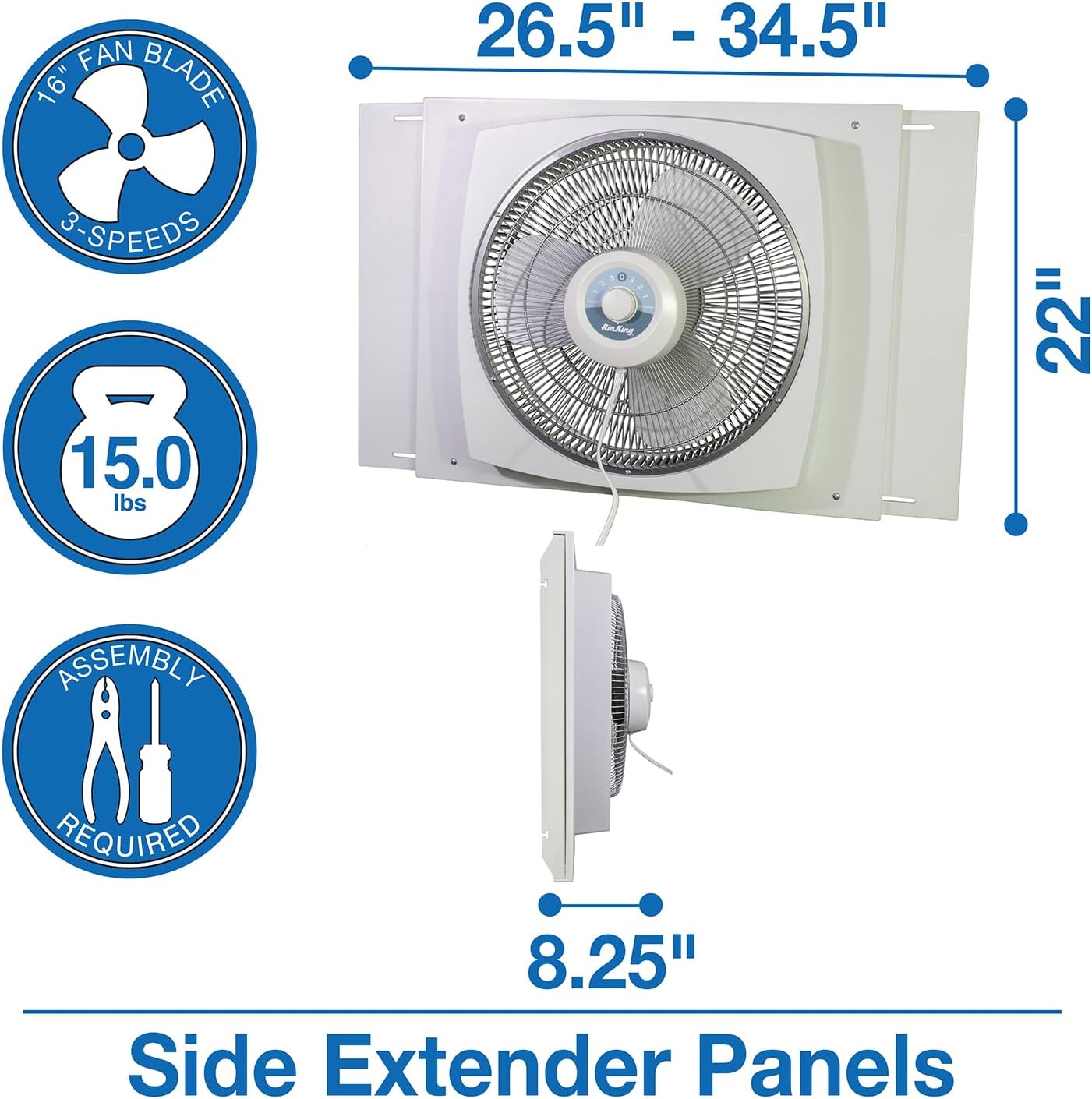 Air King 9155 Window Fan, 16-Inch,White