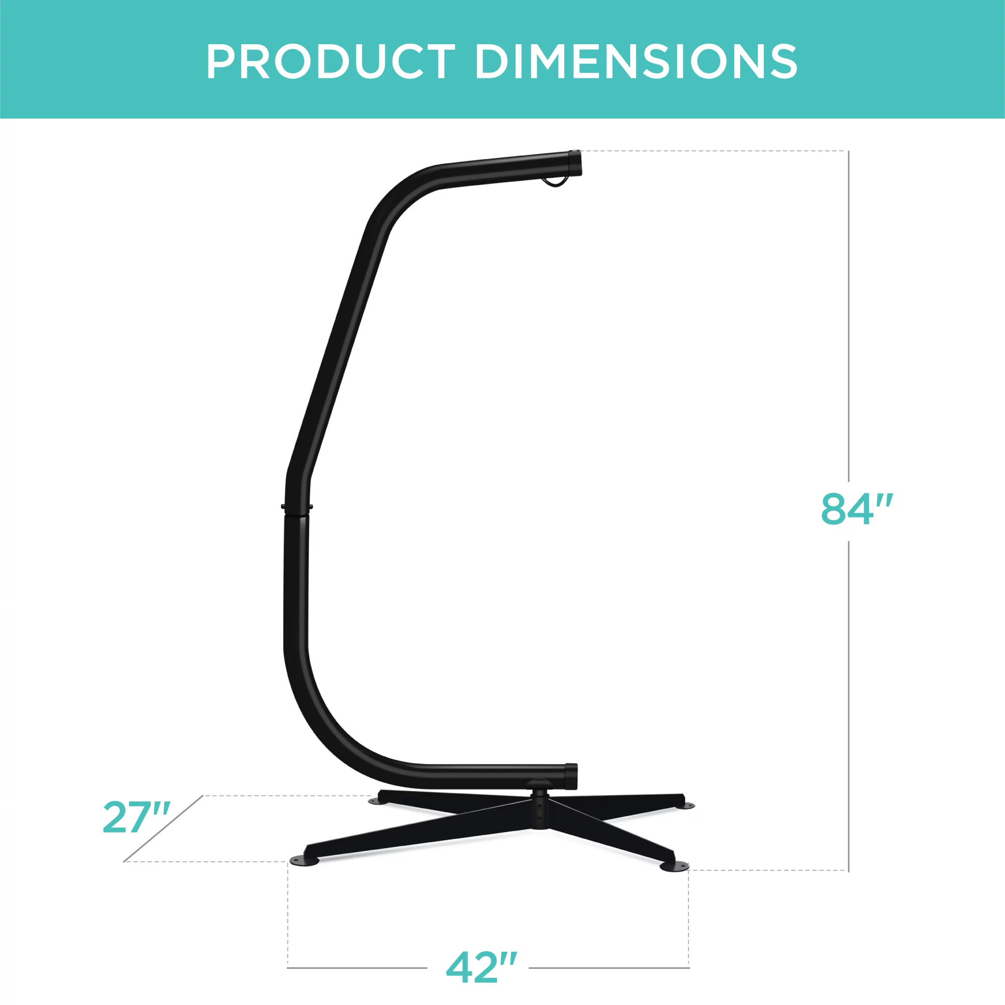 Best Choice Products Metal Hanging Hammock C-Stand for Chair/ Weather-Resistant Finish, Offset Base - Stand Only