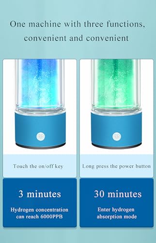 Hydrogen Water Generator, Up to 6000 PPB, SPE/PEM WaterIonizer, 420ML, 99.99% Molecular Hydrogen Water Bottle, Hydrogen Inhalation Machine, for Home Office Travel.