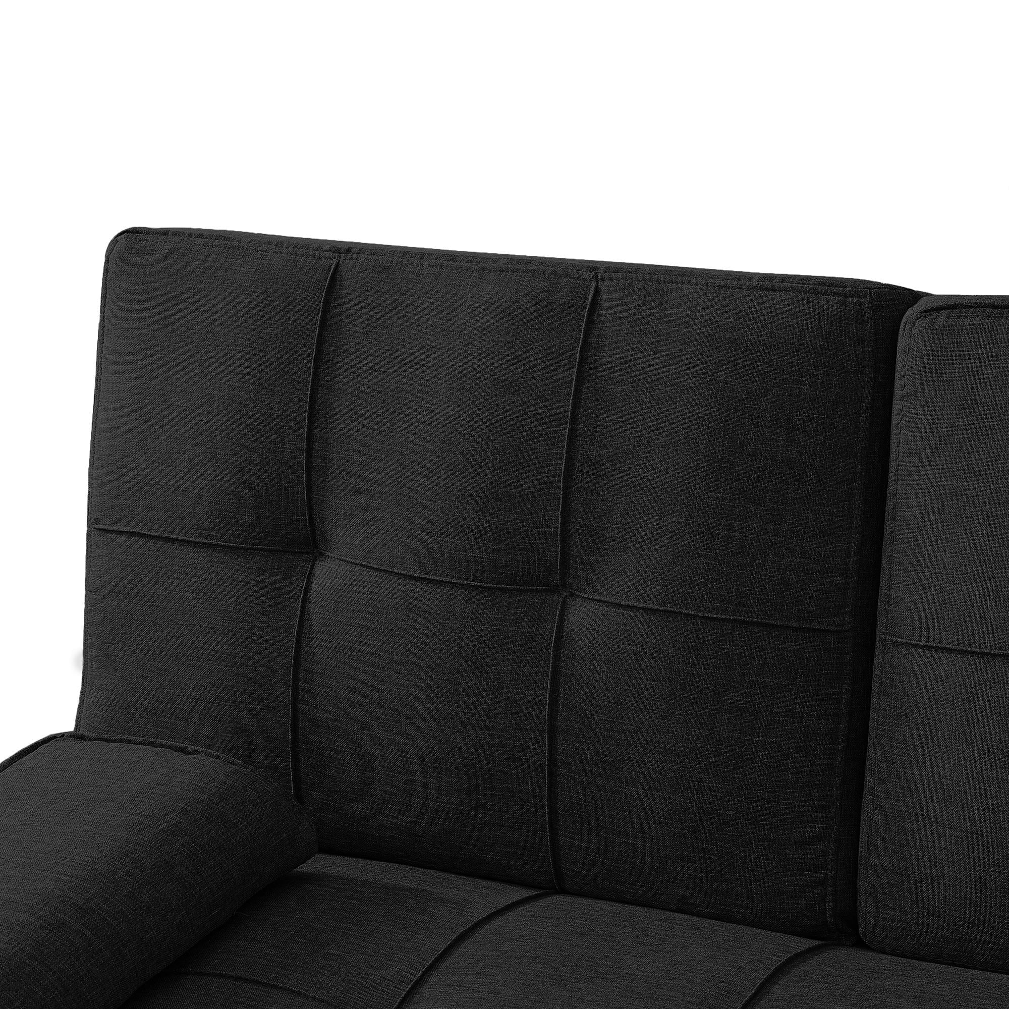 Convertible Folding Futon Sofa Bed with 2 Cup holders , Loveseat Sofa Bed Black