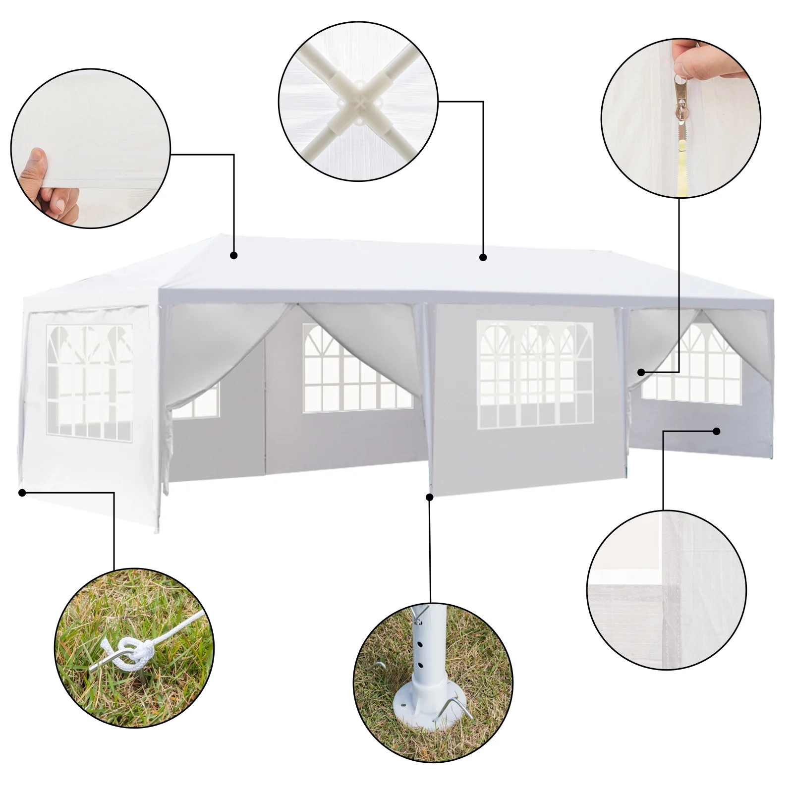 Zimtown 10x30ft Party Patio Tent Canopy Gazebo Pavilion Event Canopies(8 sides)