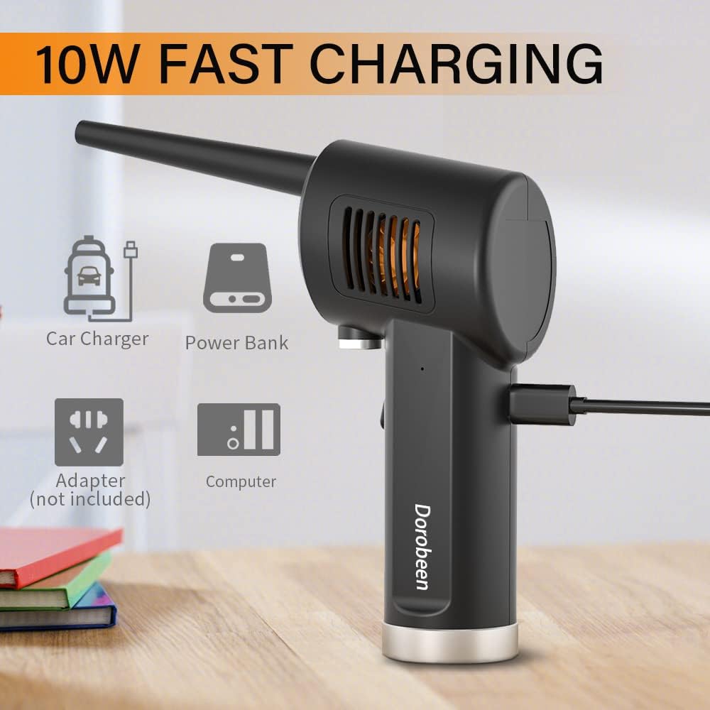 Cordless Air Duster, Blower & Vacuum 2 in 1, Compressed Air Duster, Portable Handheld Electronics Air Duster, Power 77000 RPM Motor, 10000 PA Suction, for Keyboard Car Computer Toys.