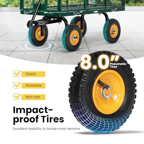 VIVOHOME Garden Cart Steel Heavy Duty 900 LBS Yard and Garden Wagon with 10 inch Tire and Handle Attach to ATV or Tractor Black