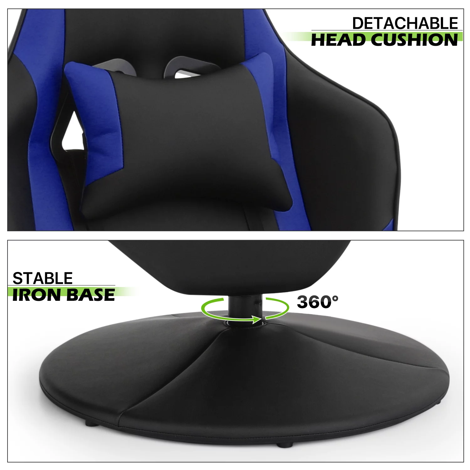Magshion Gaming Recliner Chair, Ergonomic Reclining Video Gaming with Lumbar Support, Leather Theater Seating with Cup Holder, Blue