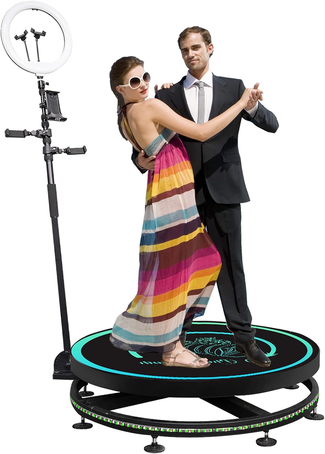 BLUELF 360 Photo Booth Machine for Parties Support Customize Logo 360 Spin Selfie Platform for Party, Wedding, Live Broadcast, Big Event (31.5’’)