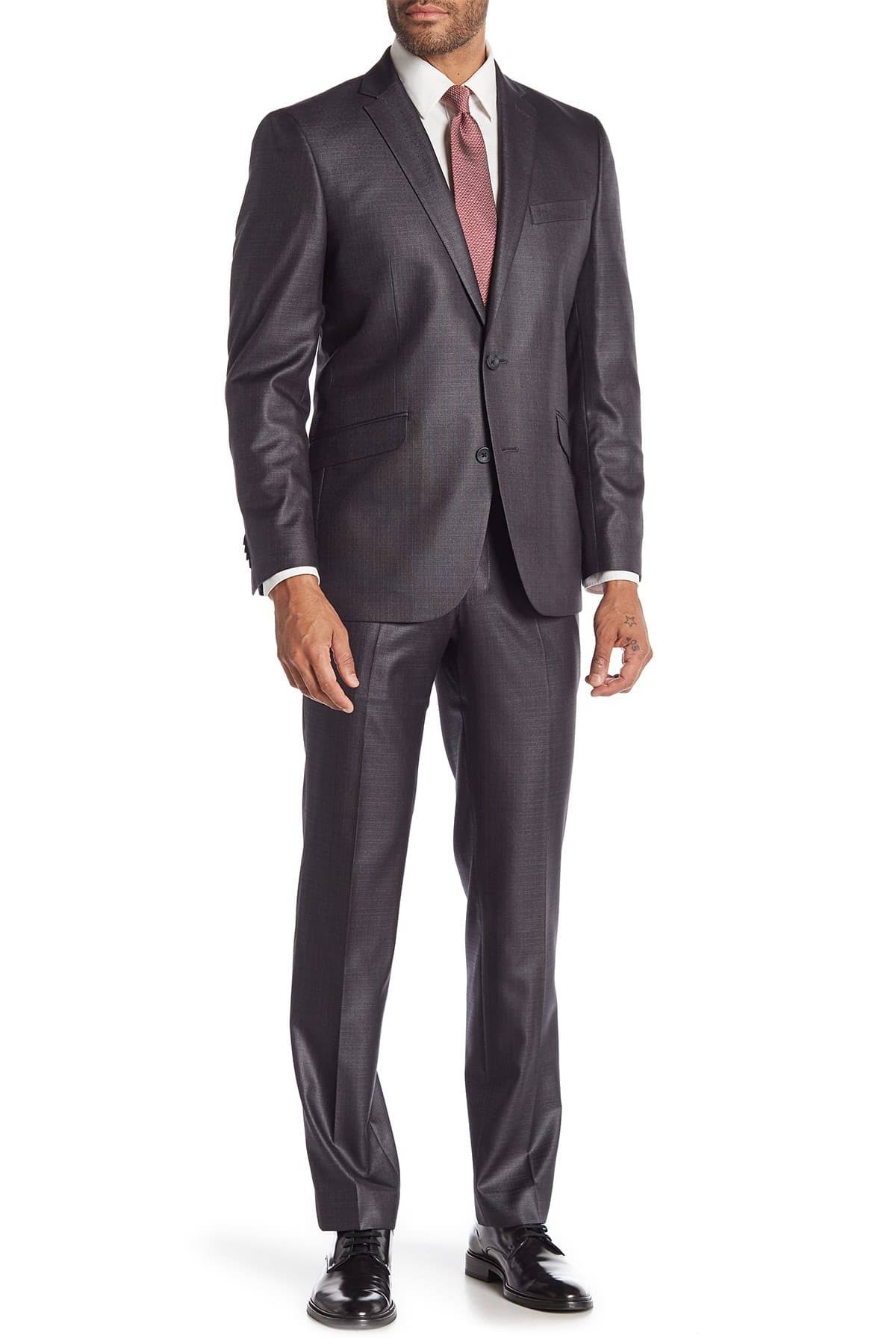 Kenneth Cole Reaction Men&s Techni-Cole Basketweave Slim-Fit Suit - Gray 40r