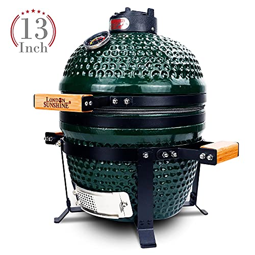 Ceramic BBQ Charcoal Kamado Grill 13 inch Portable Tabletop BBQ Grill Red