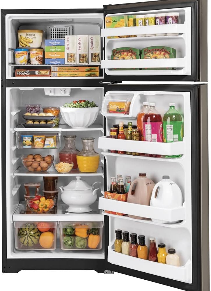 GE GTE18GMNRES 17.5 cu. ft. Top Freezer Energy Star Refrigerator, Slate