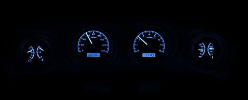Dakota Digital VHX-69F-MUS-K-B Compatible with 1969 70 Ford Mustang Analog Dash Gauge System Black Alloy Blue Backlighting