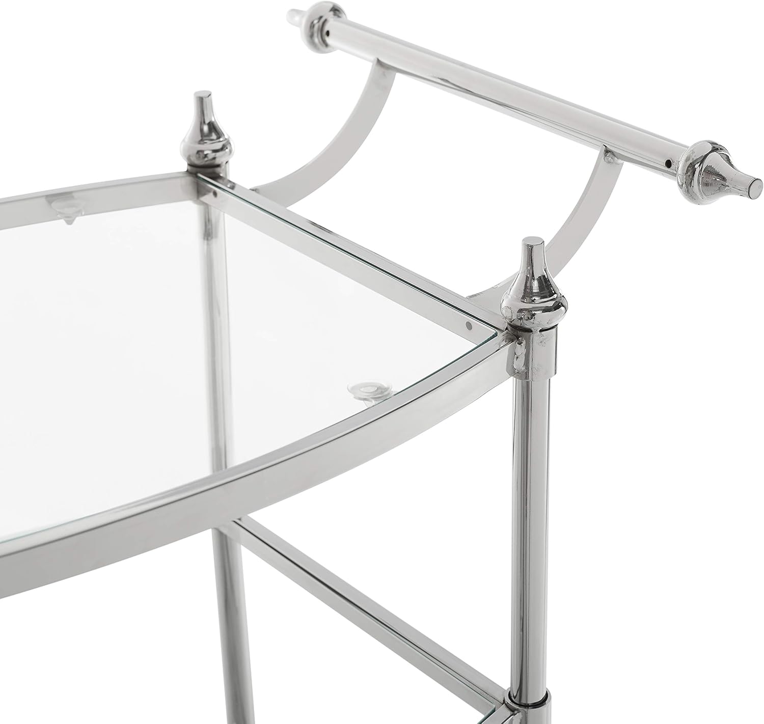 Powell Chrome and Clear Glass Mobile Bar Smith Cart