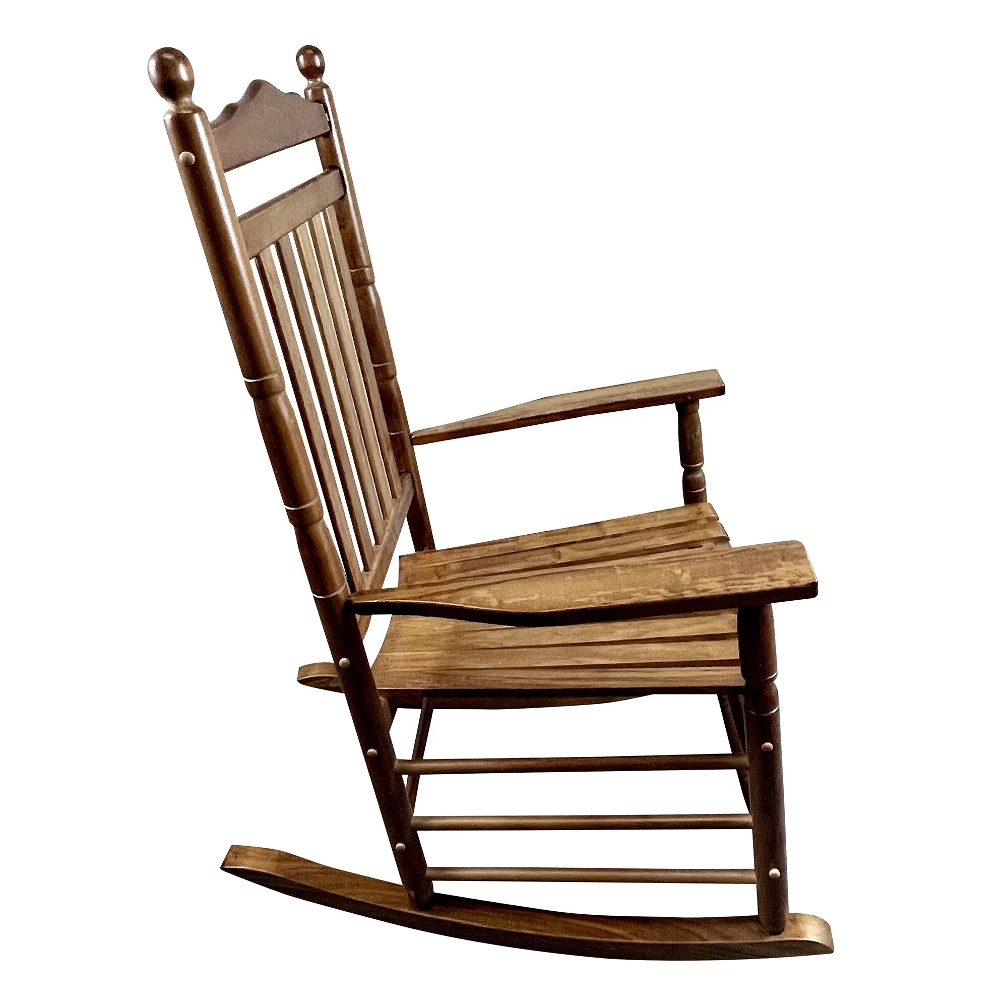 Traditional Wooden High-Back Rocking Chair for Porch Oak
