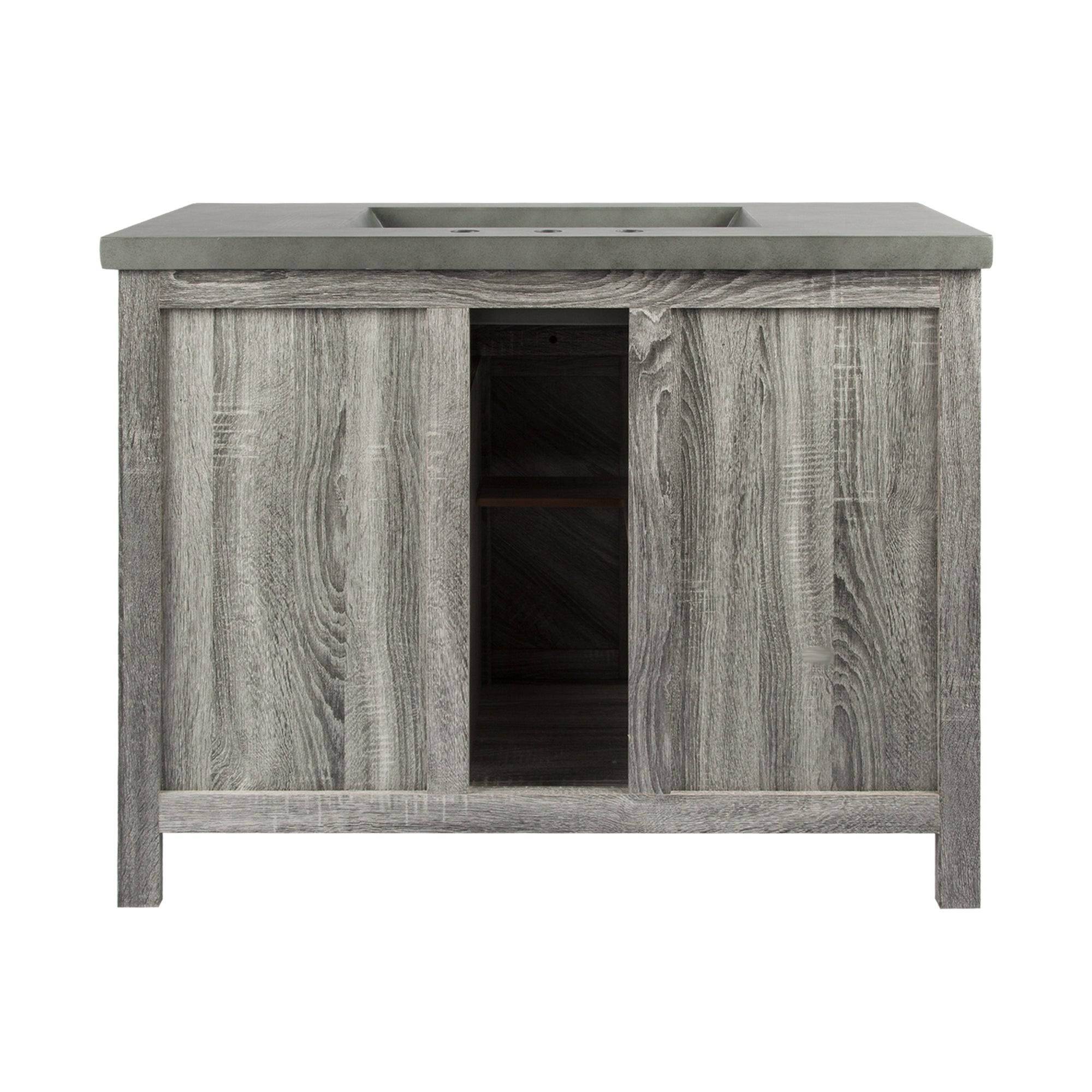 Saint Birch Cristopher Vanity Cabinet with 42-Inch Cement Top - Grey - Wood Finish/Natural Finish