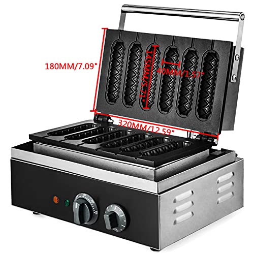 6pcs Waffle Stick Maker, Stainless Steel Waffle Stick Maker Corn Hot Dog Waffle Maker Machine Non-Stick Waffle Irons 50-300℃ Temp Control for Home Commercial Use