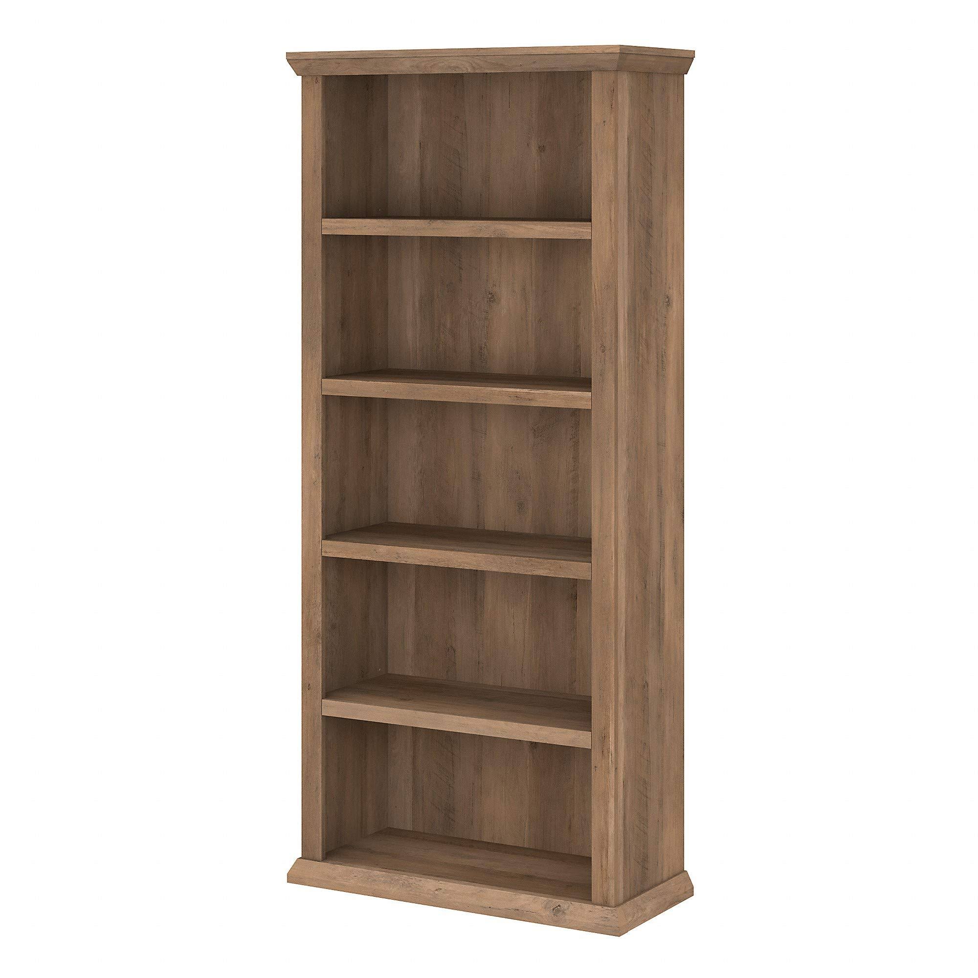 Bush Furniture Yorktown Tall 5 Shelf Bookcase, Reclaimed Pine