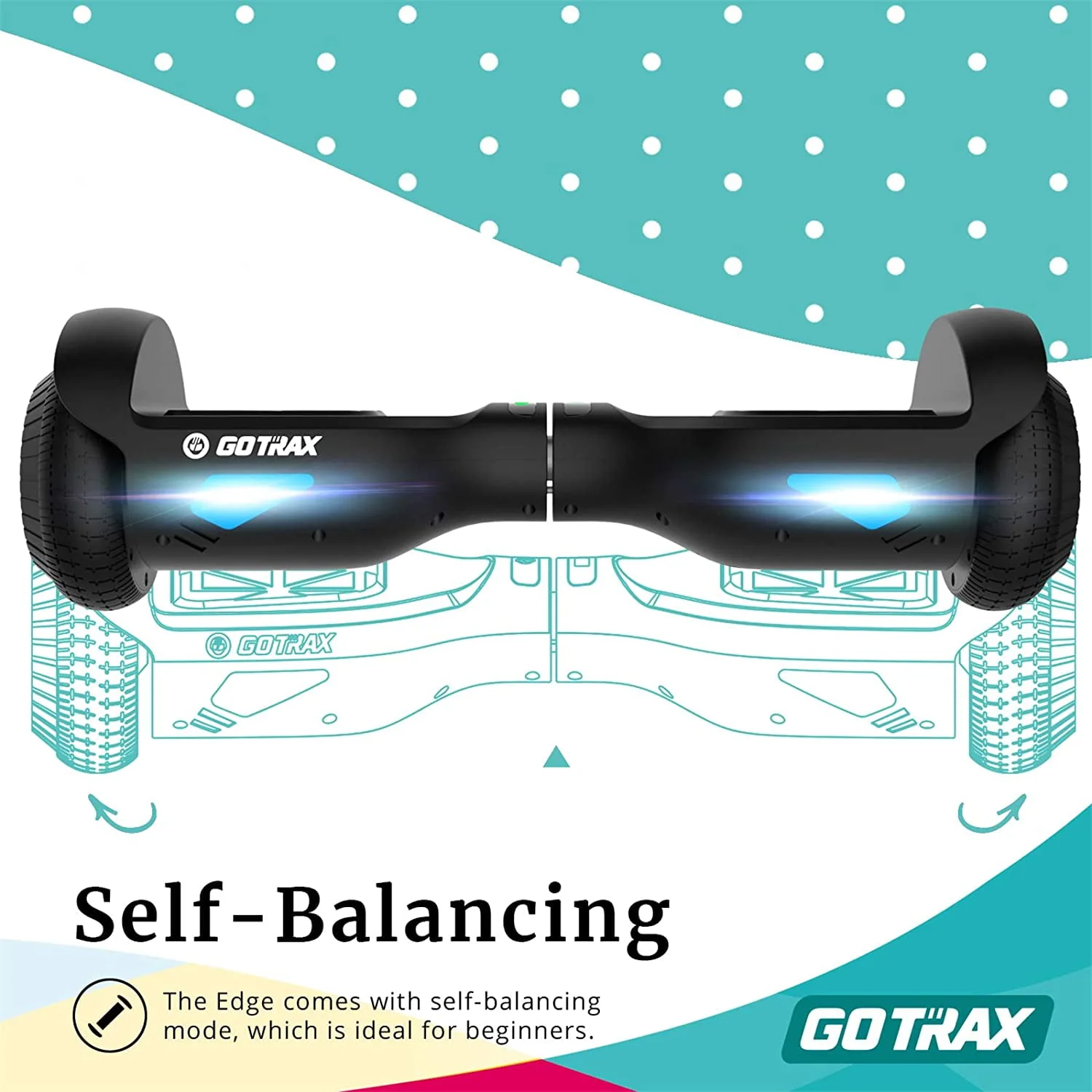Gotrax Edge Hoverboard for Kids Adults, 6.5 Tires 6.2mph & 2.5 Miles Self Balancing Scooter, Black