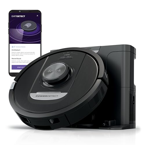 Shark RV2820AE Detect Pro Self-Empty Robot Vacuum with Bagless, 60-day Capacity HEPA Base, 3 Detect & React Technologies, Auto Deep-Clean on Carpets and Hardfloors, NeverStuck Tech, Wi-Fi Black/Bronze
