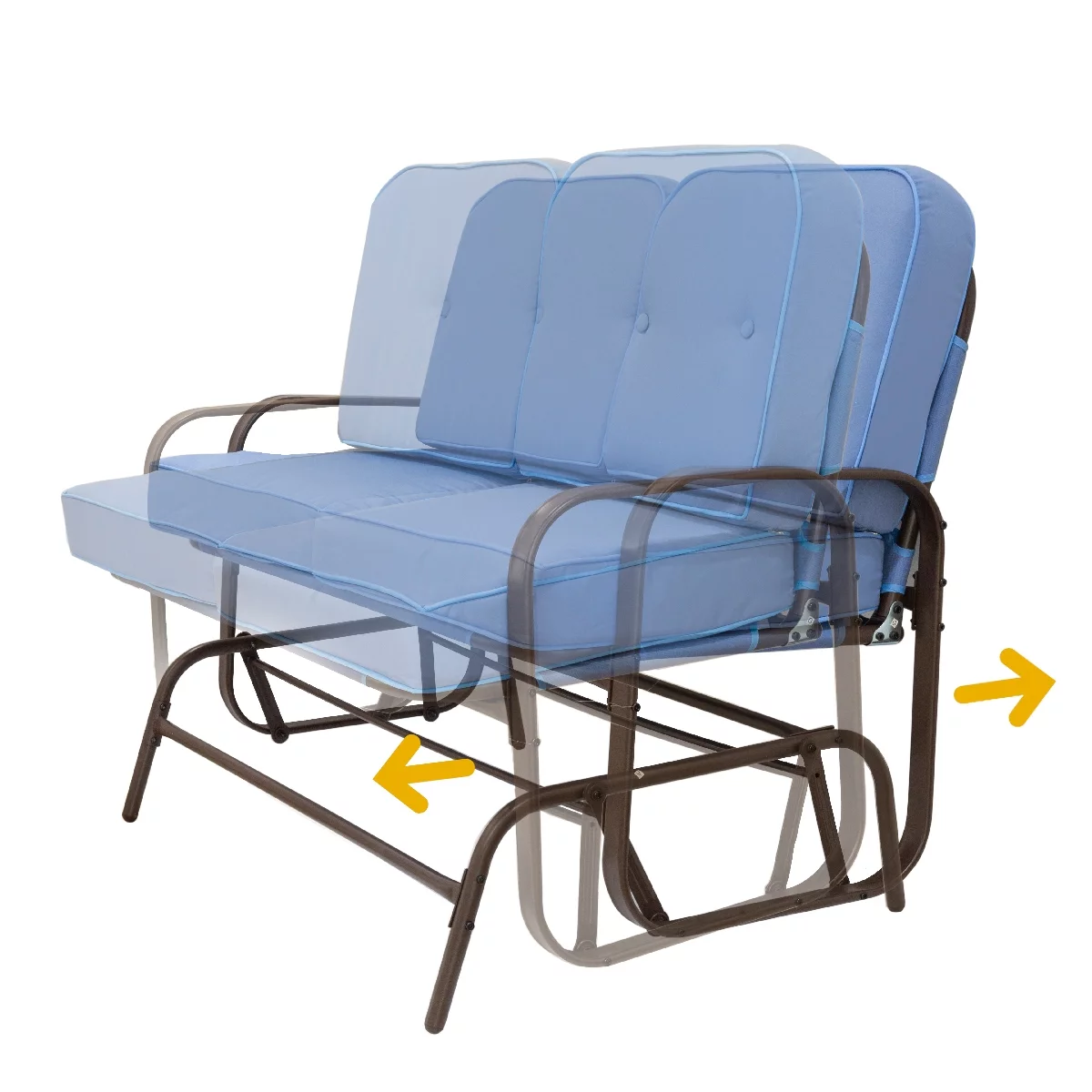 Outdoor 2-Person Glider Patio Rocking Bench Loveseat with Cushioned Seat, Blue