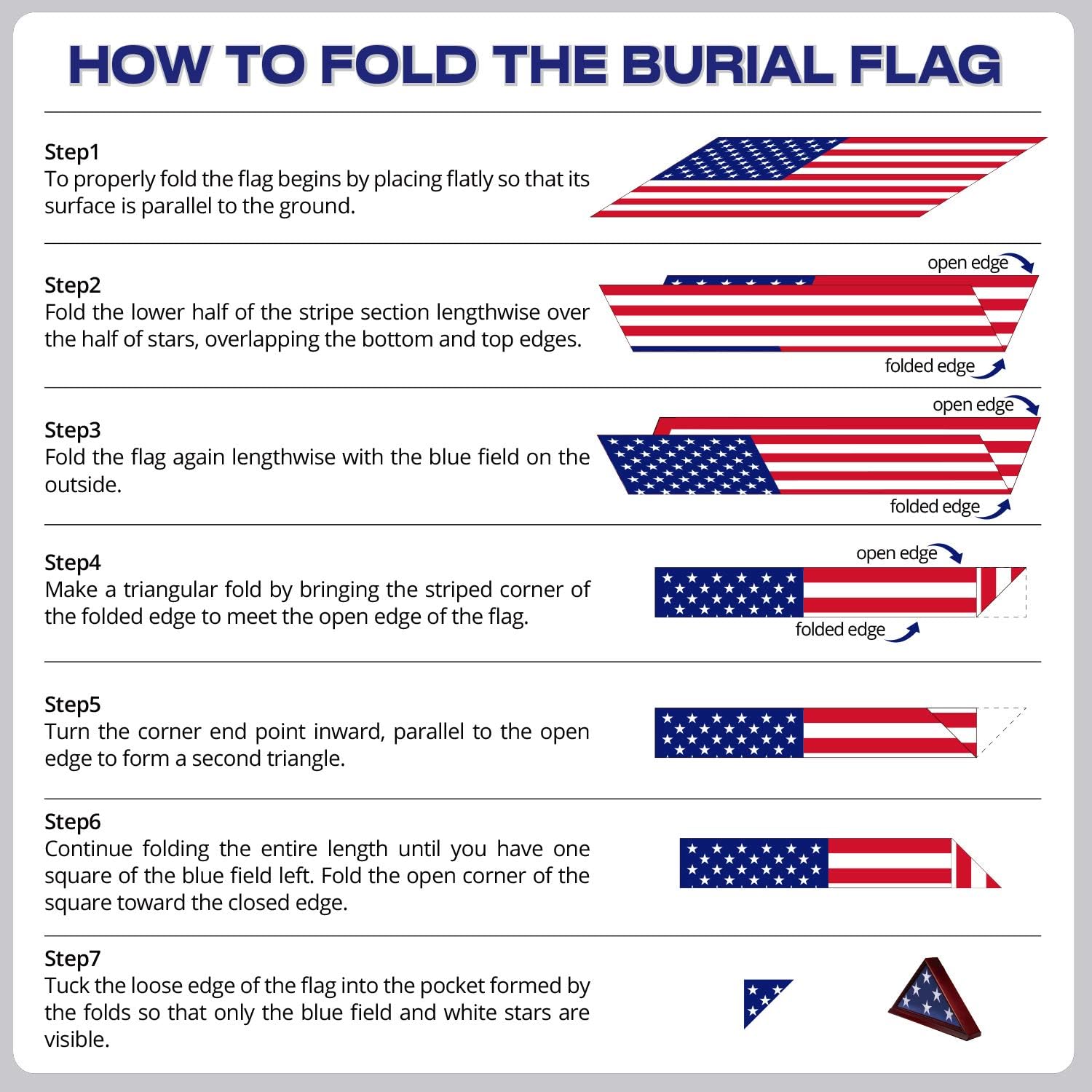 ANLEY Solid Wood Memorial Flag Display Case with Base - Real Glass Front - Wall Mounted Burial Flag Frame - American Veteran USA 5' x9.5' Folded Flags Shadow Box