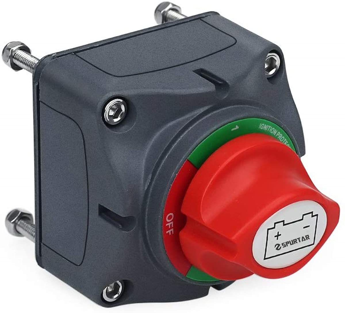 Spurtar Battery Disconnect Switch 1-2-Both-Off, DC 12V-48V Master Marine Battery Switch Power Cut Off for Marine Boat Car ATV RV Vehicle, Waterproof Battery Isolator Heavy Duty