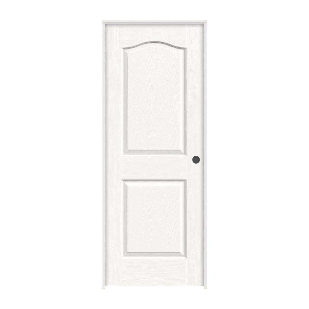 JELD-WEN 30 in. x 80 in. Camden White Painted Left-Hand Textured Solid Core Molded Composite MDF Single Prehung Interior Door