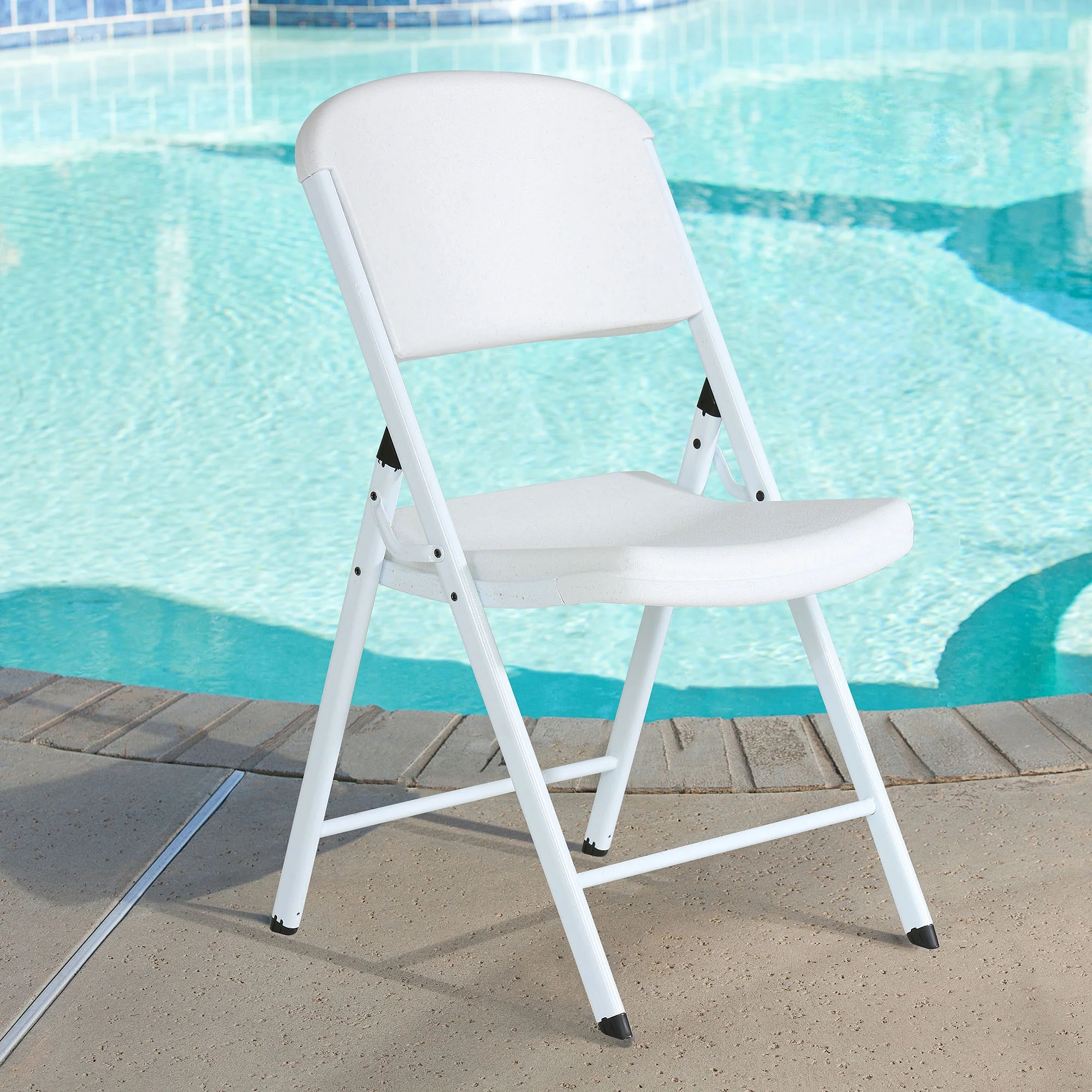 Lifetime Folding Chair, Indoor/Outdoor Commercial, White Granite, Adult Sized, Set of 4 (80359)