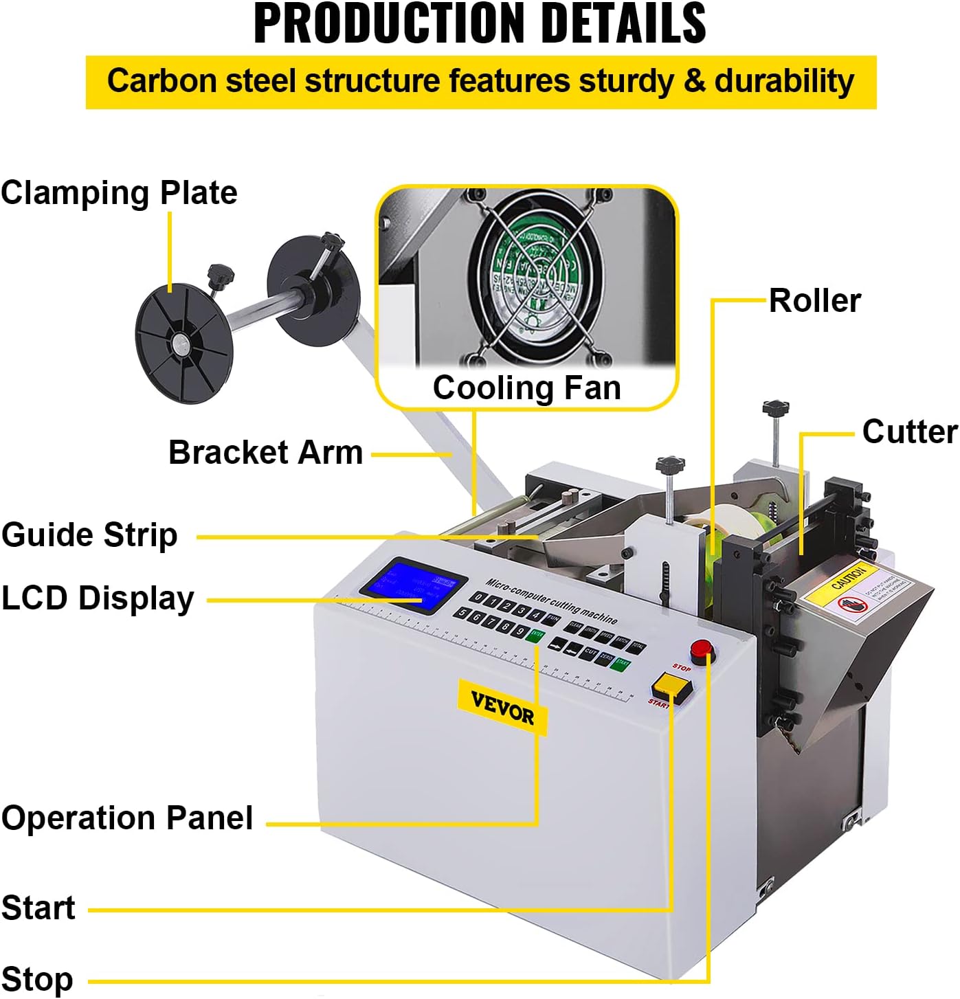 Mophorn Automatic Heat-Shrink Tube Cutting Machine 250W YS100 Tube Cable Pipe Cutter Precise Efficient Tube Cable Pipe Cutter Cutting Machine for Sleeve, Rubber/Plastic Tube, Small Wire, Sheet, Film