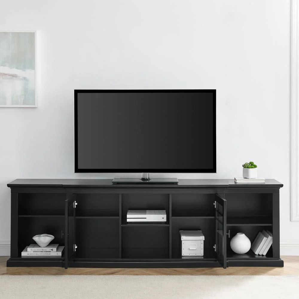 80" 2 Door Transitional Wood Breakfront Console - Black