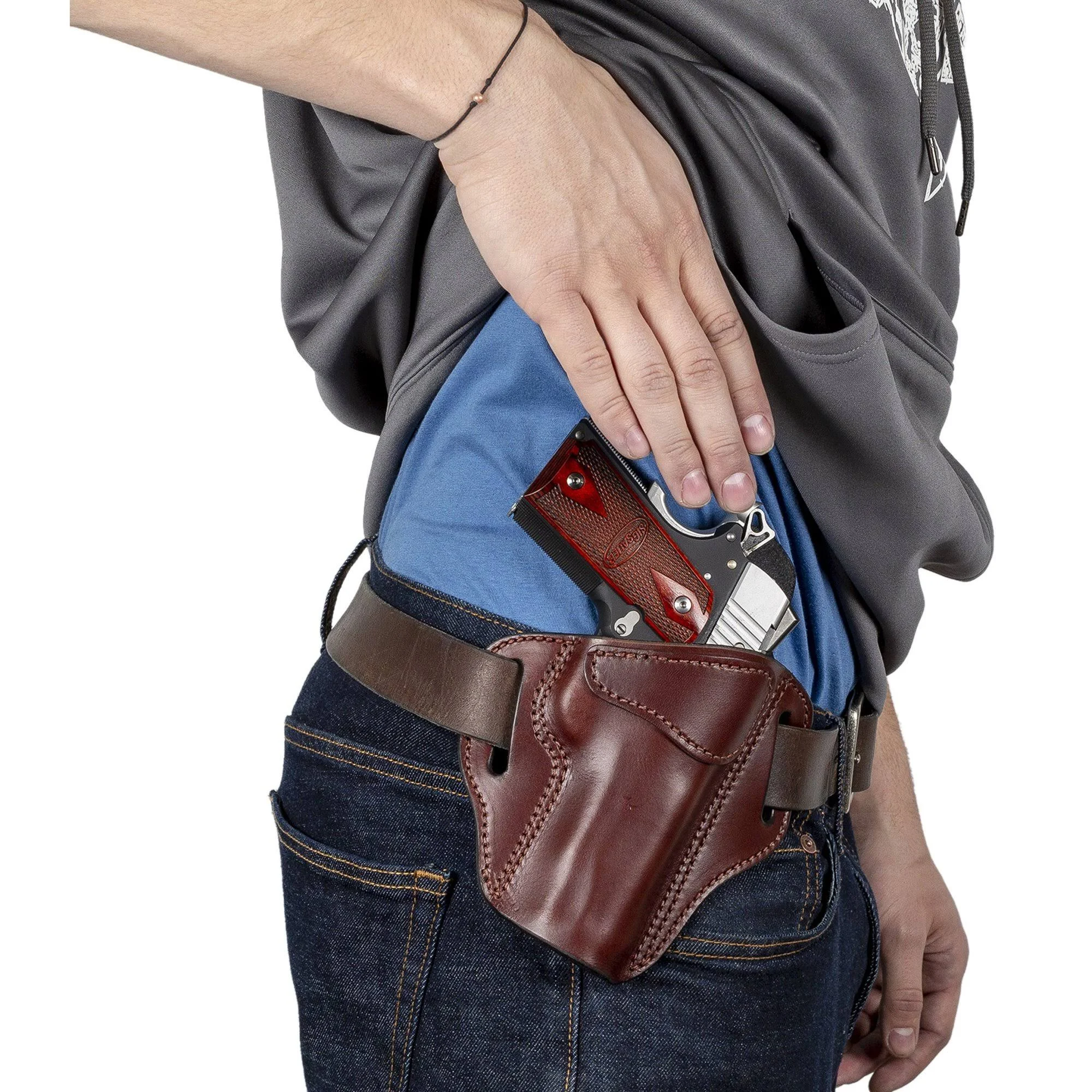 The Ultimate 2 Slot OWB Leather Gun Holster | Relentless Tactical Right Handed / Brown
