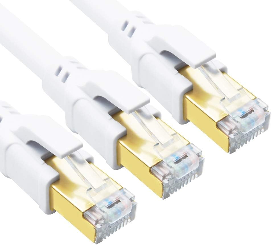 CAT 8 Ethernet Cable, 15ft (10 Pack) Ultra High Speed 40Gbps 2000MHz SFTP 26AWG CAT8 Cable LAN Internet Network Cord with Gold Plated RJ45 Connector for Gaming, Router, Modems, PC (15ft/10 Pack/Black)