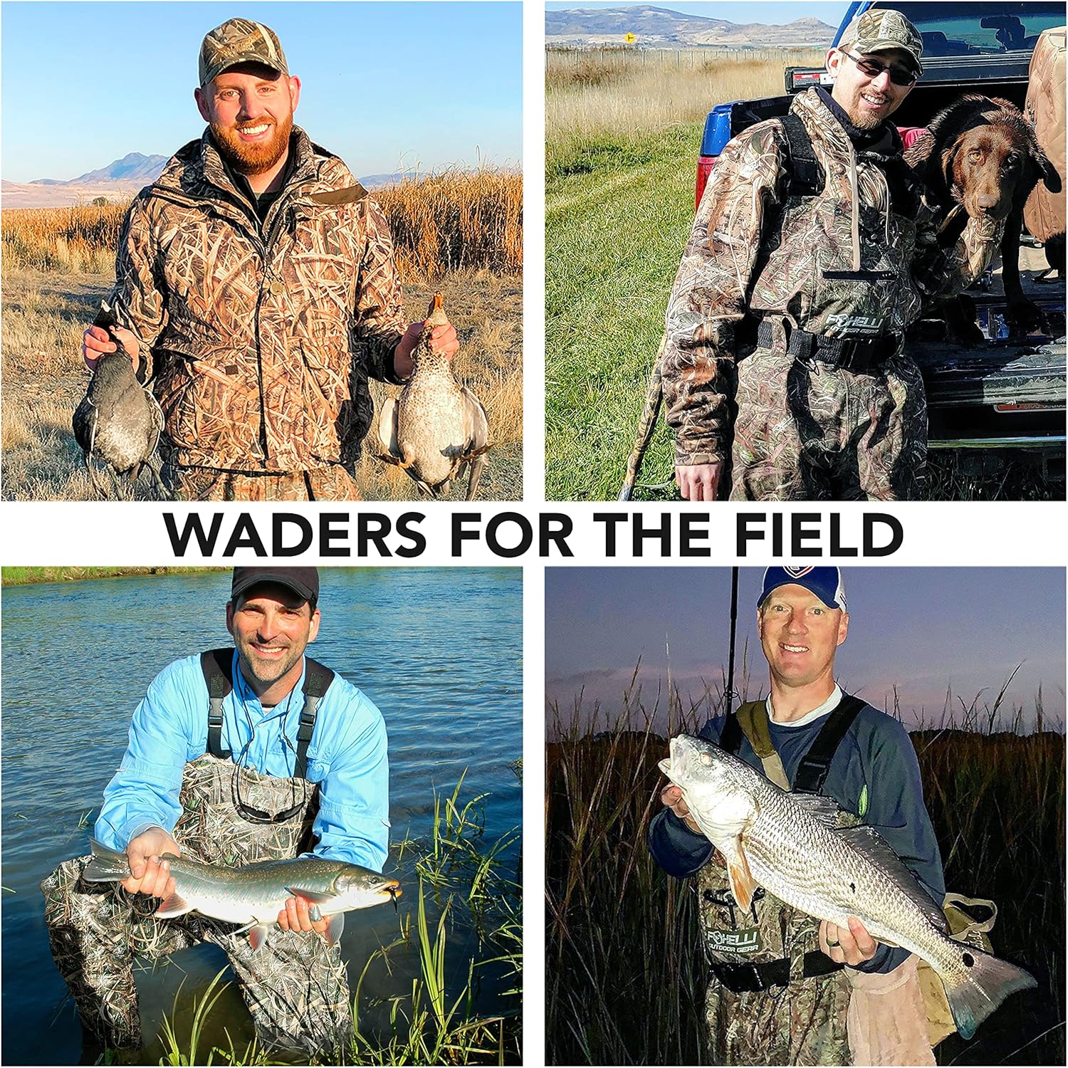 Foxelli Chest Waders – Camo Hunting & Fishing Waders for Men & Women with Boots, 2-ply Nylon/PVC Waterproof Bootfoot Waders
