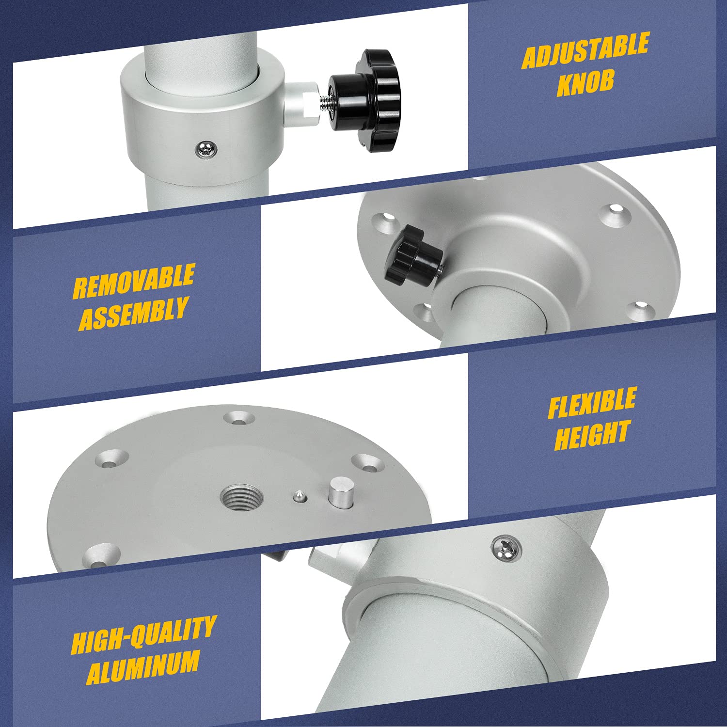 Adjustable Table Pedestal Stand Detachable Table Base Kit Compatible with Boat Yacht RV Motorhome Caravan