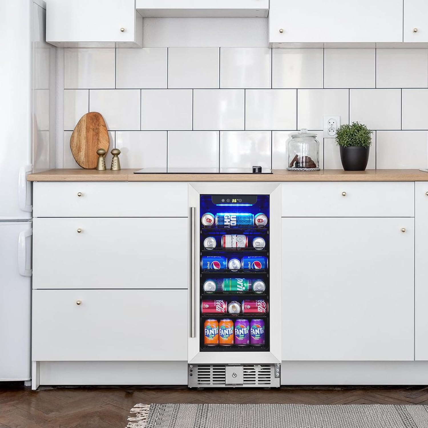 Towallmark Beverage Refrigerator, 3.2 Cu.ft Beverage Fridge｜115 Cans Capacity, Small Beverage Cooler with 36～60°F Adjustable Digital Temperature Control Compressor and Safety Lock