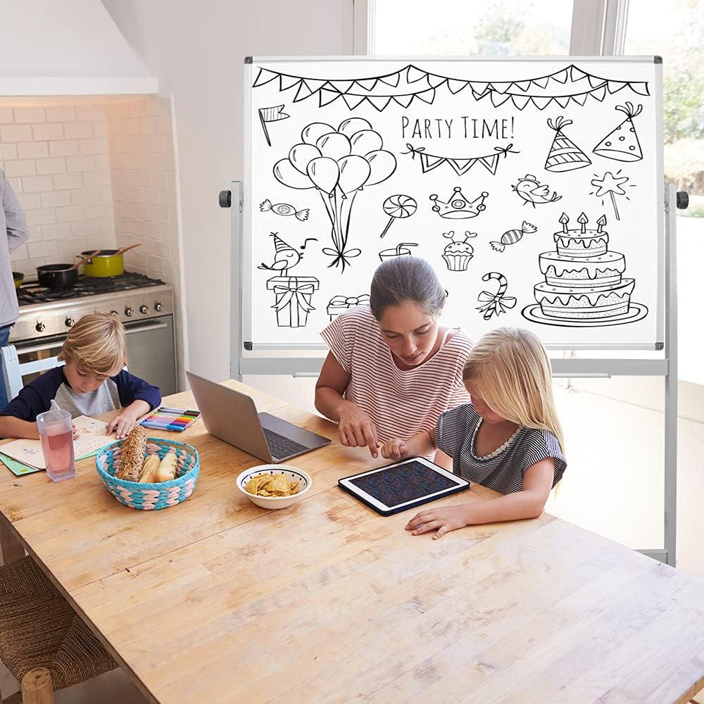 Mobile Whiteboard, Rolling Double Sided Dry Erase Board, Magnetic White Board with Metal Frame, 36 x 60 Inch, Heavy Stable Metal Frame