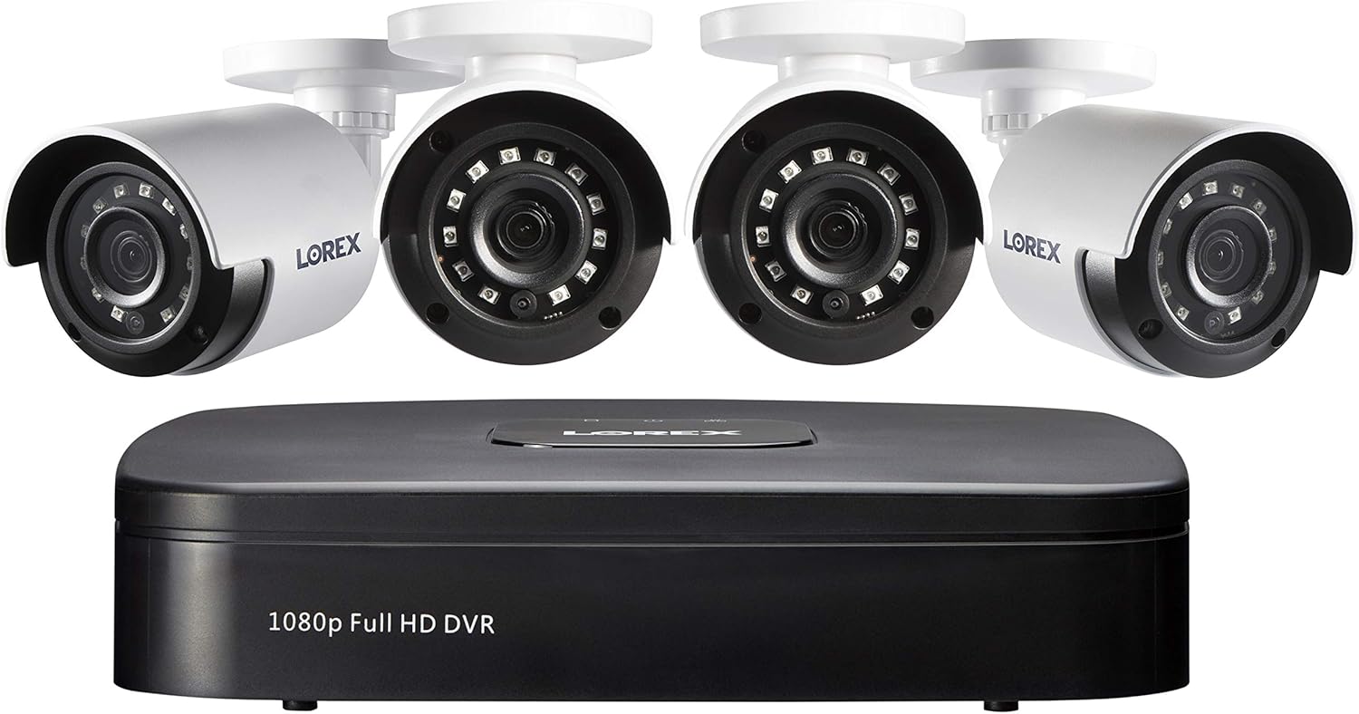 Lorex 1080p Wired Weatherproof Security System, 4 x 1080p HD Bullet Cameras w/with 4-Channel 1TB DVR | IR Night Vision | Advanced Motion Detection & Smart Search