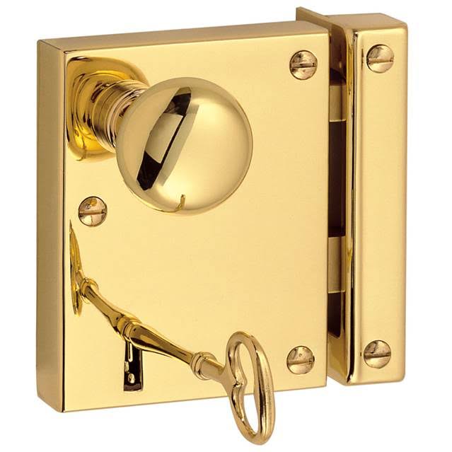 Baldwin 5602.L Left Handed Vertical Rim Lock Satin Brass and Black