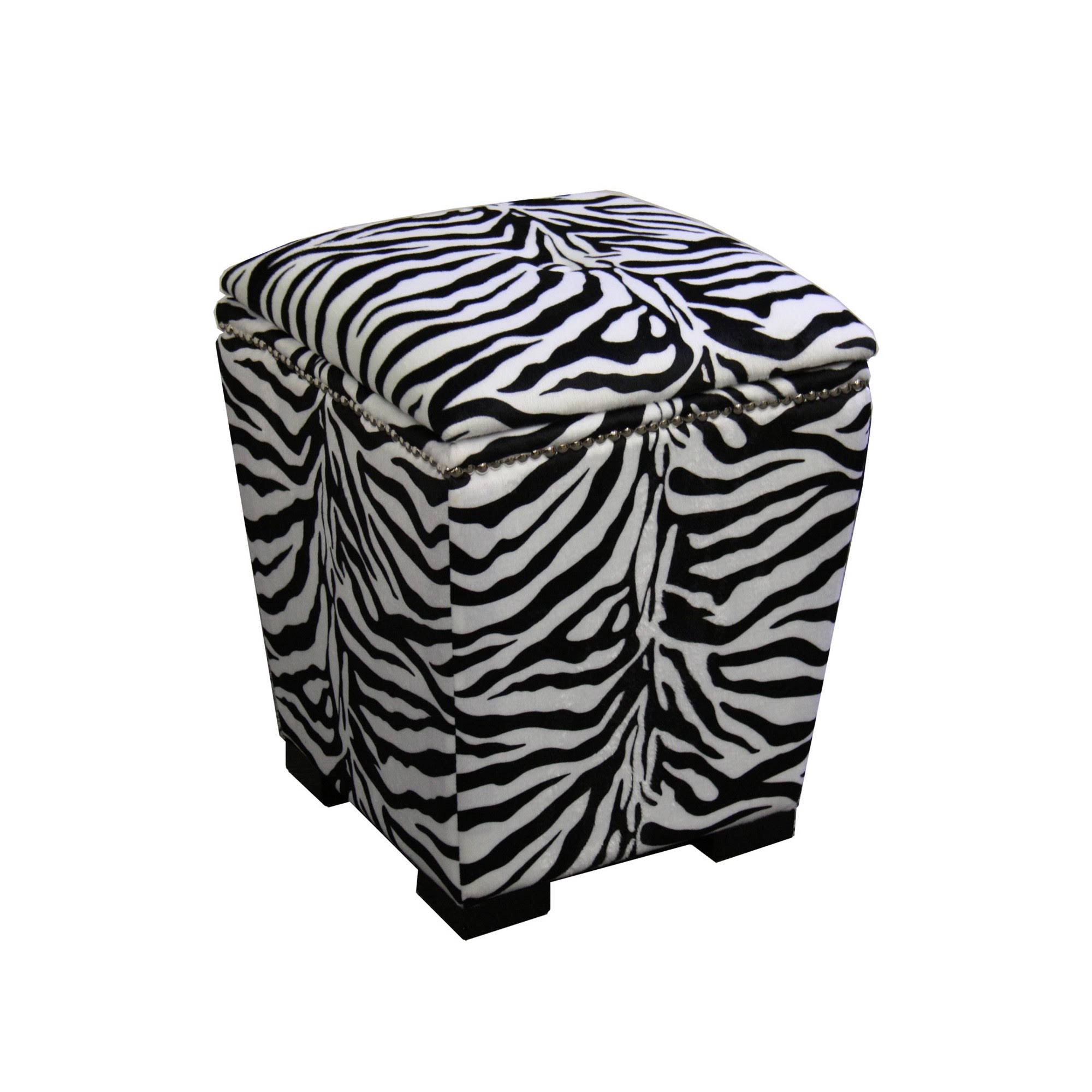 Ore International 19.5x22H Zebra Storage Ottoman
