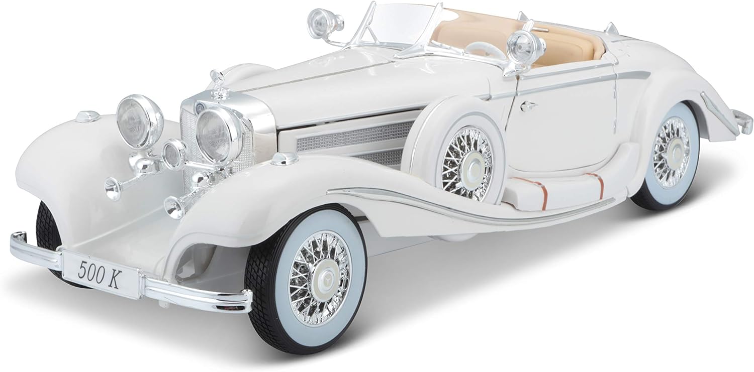 Maisto 1:18 Scale 1936 M-B 500 K Type Specialroadster Diecast Vehicle , White