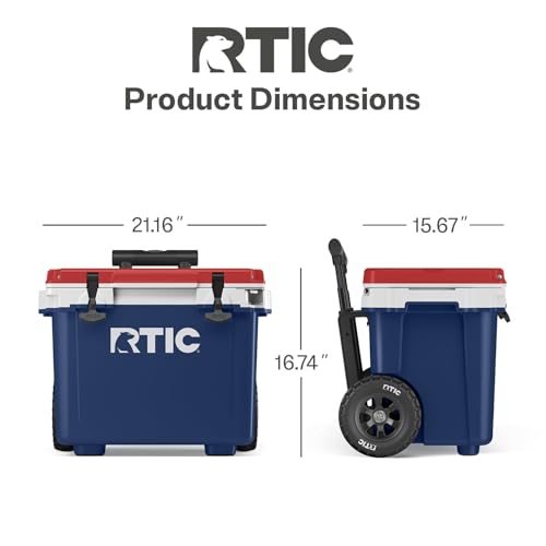 RTIC 22 QT Ultra-Light Wheeled Cooler with Handle, Hard Insulated Portable Ice Chest Box for Beach, Drink, Beverage, Camping, Picnic, Fishing, Boat, Barbecue