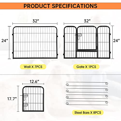 BestPet Dog Playpen Indoor 40 inch 16 Panels Metal Dog Pen Pet Dog Fence Outdoor Exercise Pen with Doors,Pet Puppy Playpen for RV Camping Yard, Black