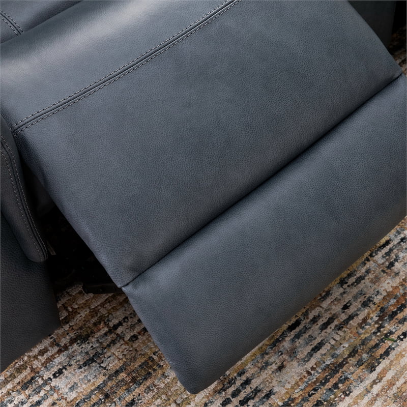 Drake Power Motion Sofa & Power Head Rest In Blue Grey Leather