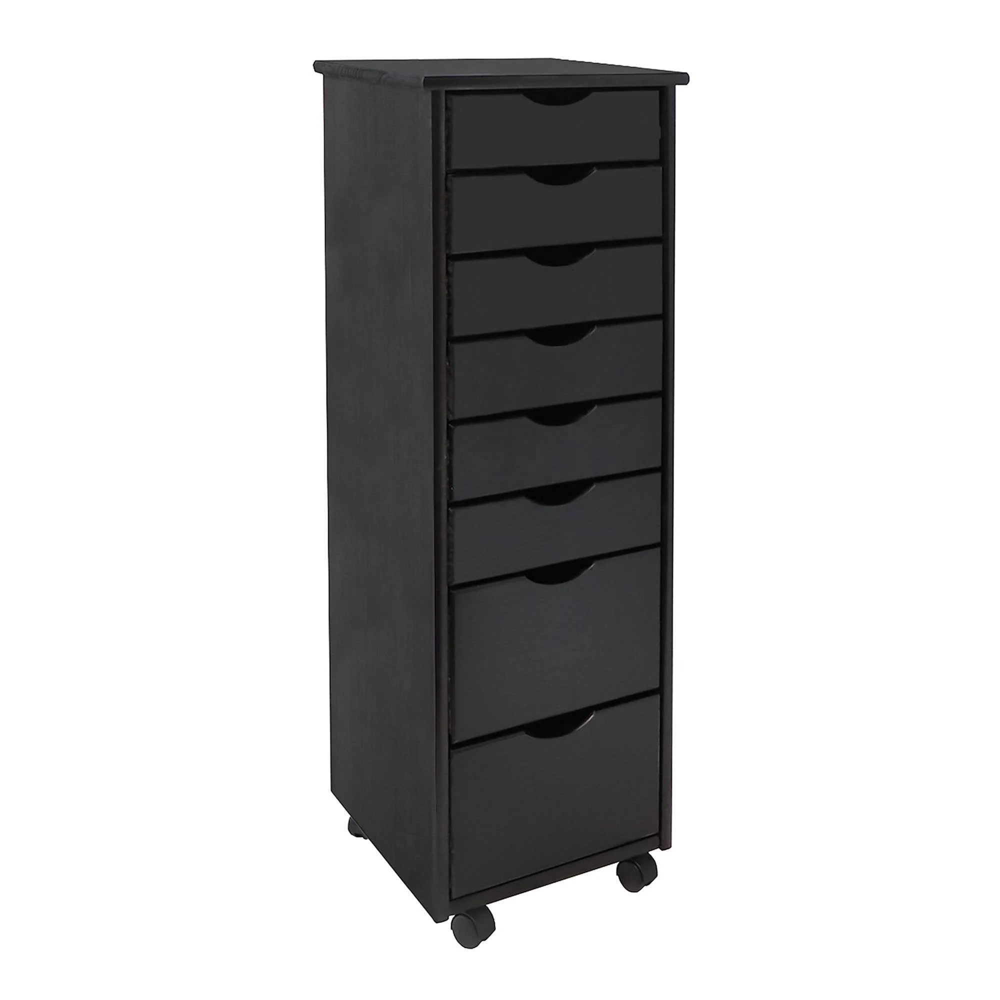 Adeptus Solid Wood 6+2 Drawer Roll Cart Black