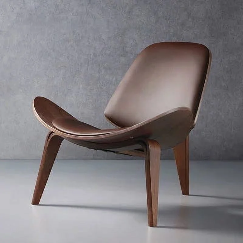 Hans Wegner Style Three-Legged Shell ChairsAsh Plywood Fabric Upholstery Living Room Furniture Modern Lounge Shell ChairsReplica