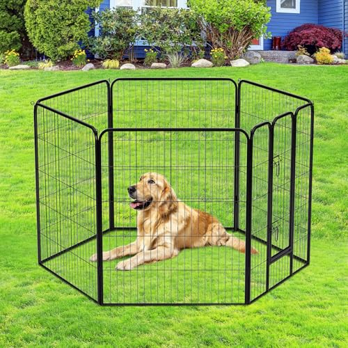 BestPet Dog Playpen Indoor 40 inch 16 Panels Metal Dog Pen Pet Dog Fence Outdoor Exercise Pen with Doors,Pet Puppy Playpen for RV Camping Yard, Black