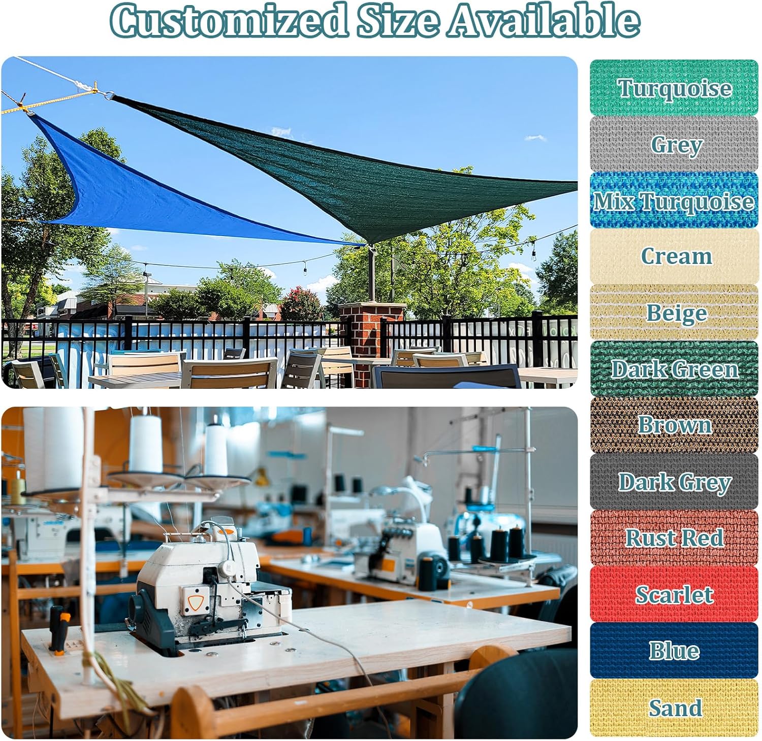 Shade&Beyond 20'X26' Sun Shade Sails Curved Canopy Rectangular Sand 185GSM Shade Sail Permeable for Patio Deck Yard Backyard, (We Make Custom Size)
