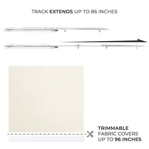 Chicology Blackout Adjustable Sliding Panel Track Blind, Up to 86 inchw x 96 inchh, Movie Night Ivory