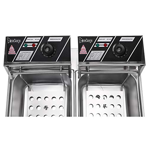 Deep Fryer with 2 Baskets，5000W Commercial Deep Fryer, 12L Electric Dual Tank Deep Fryer, Countertop Double Basket And Heavy duty Stainless Steel Electric Deep Fryer