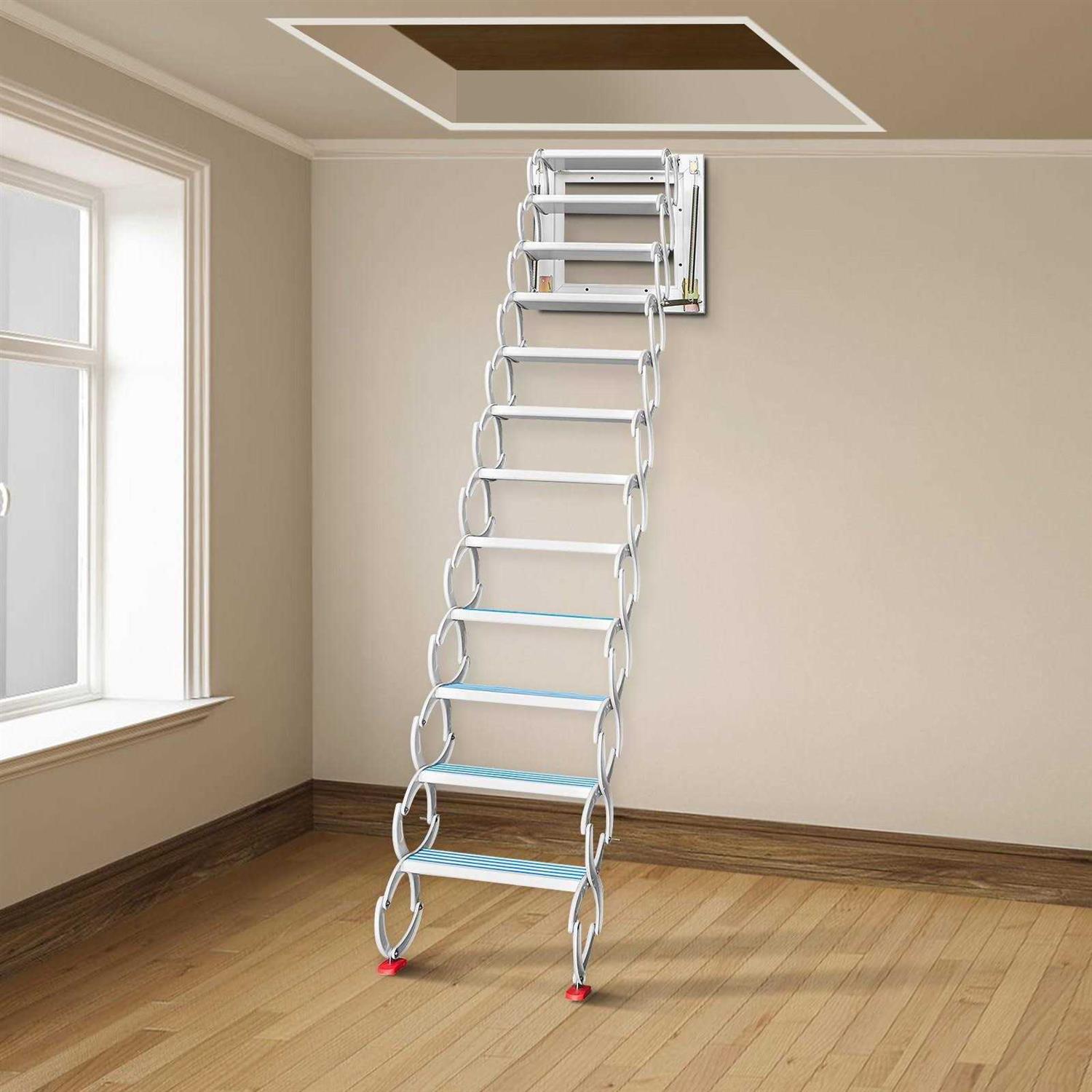 VEVOR Attic Steps Pull Down 12 Steps Attic Stairs Alloy Attic Access Ladder - Shop Hardware Tools Online Store